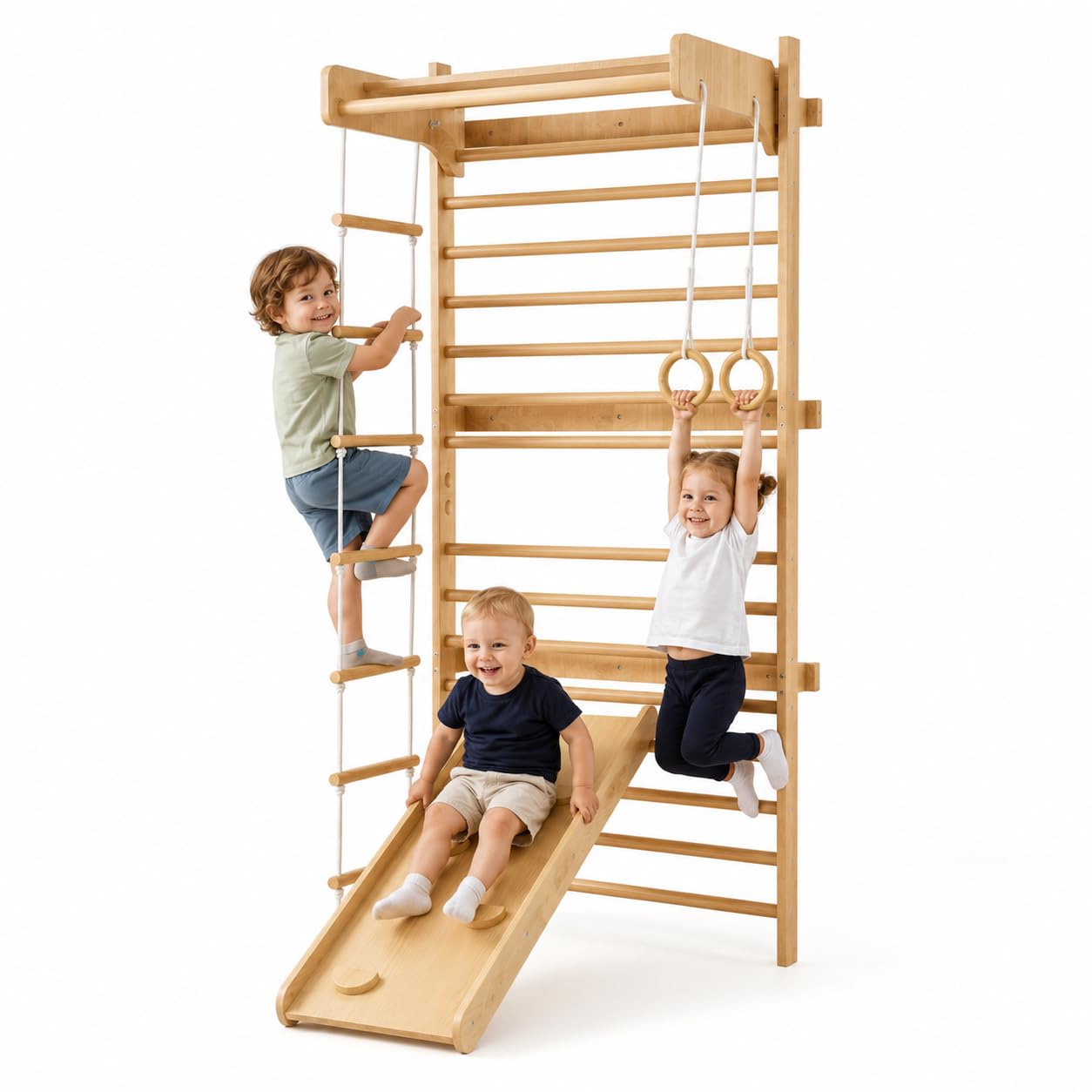 LARS360 Swedish Ladder Wall Bars, 5-in-1 Indoor Climbing Frame for Kids
