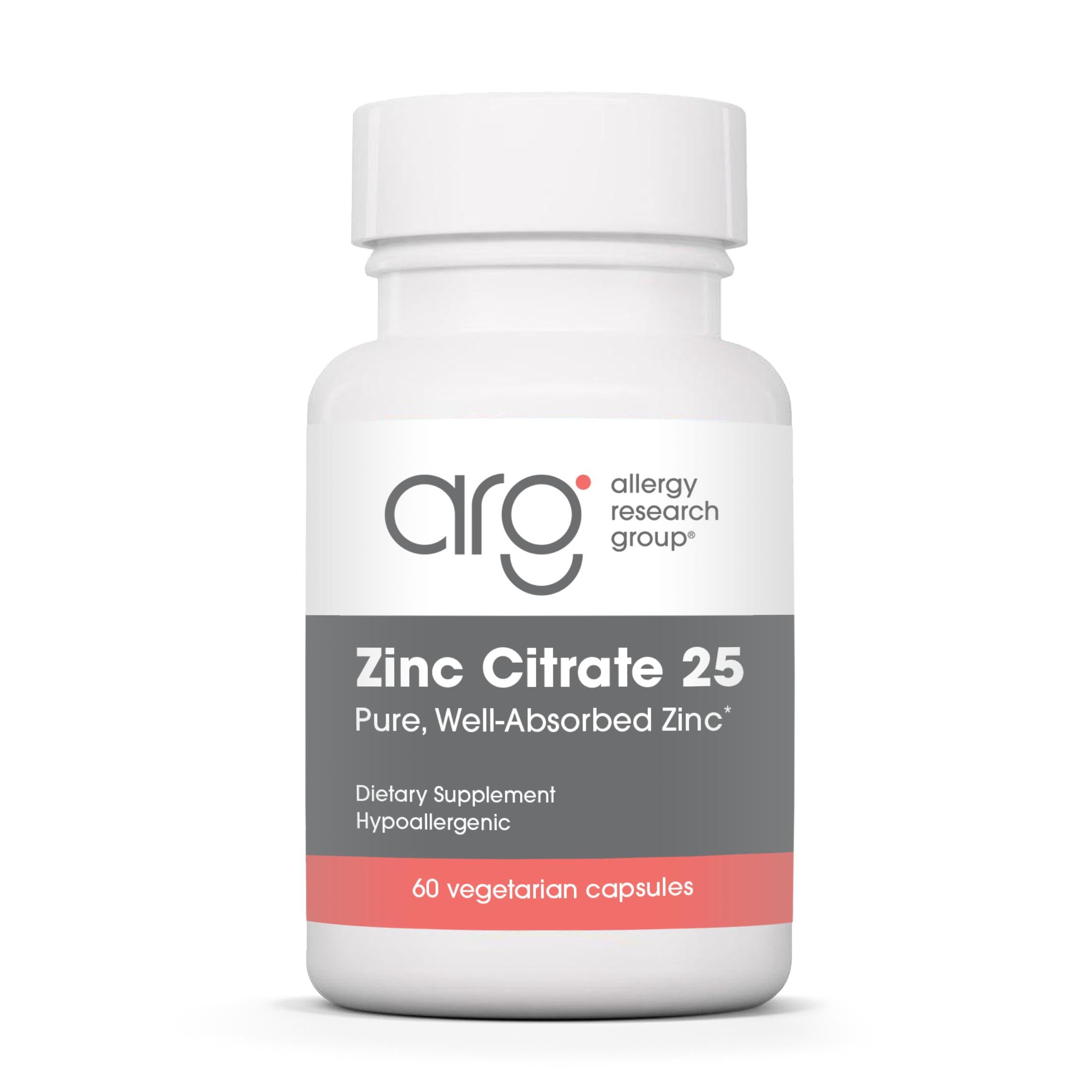 ARG Zinc Citrate 25 mg Immune Support, 60 Capsules