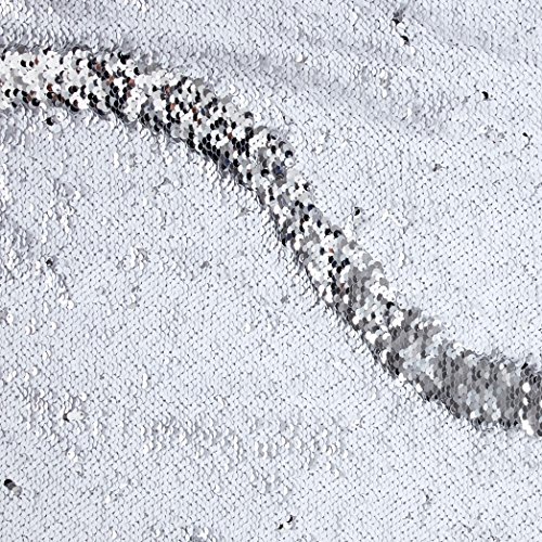 Unique Quality Fabrics Starlight Sequined Mermaid Fabric, Yard, White/Silver