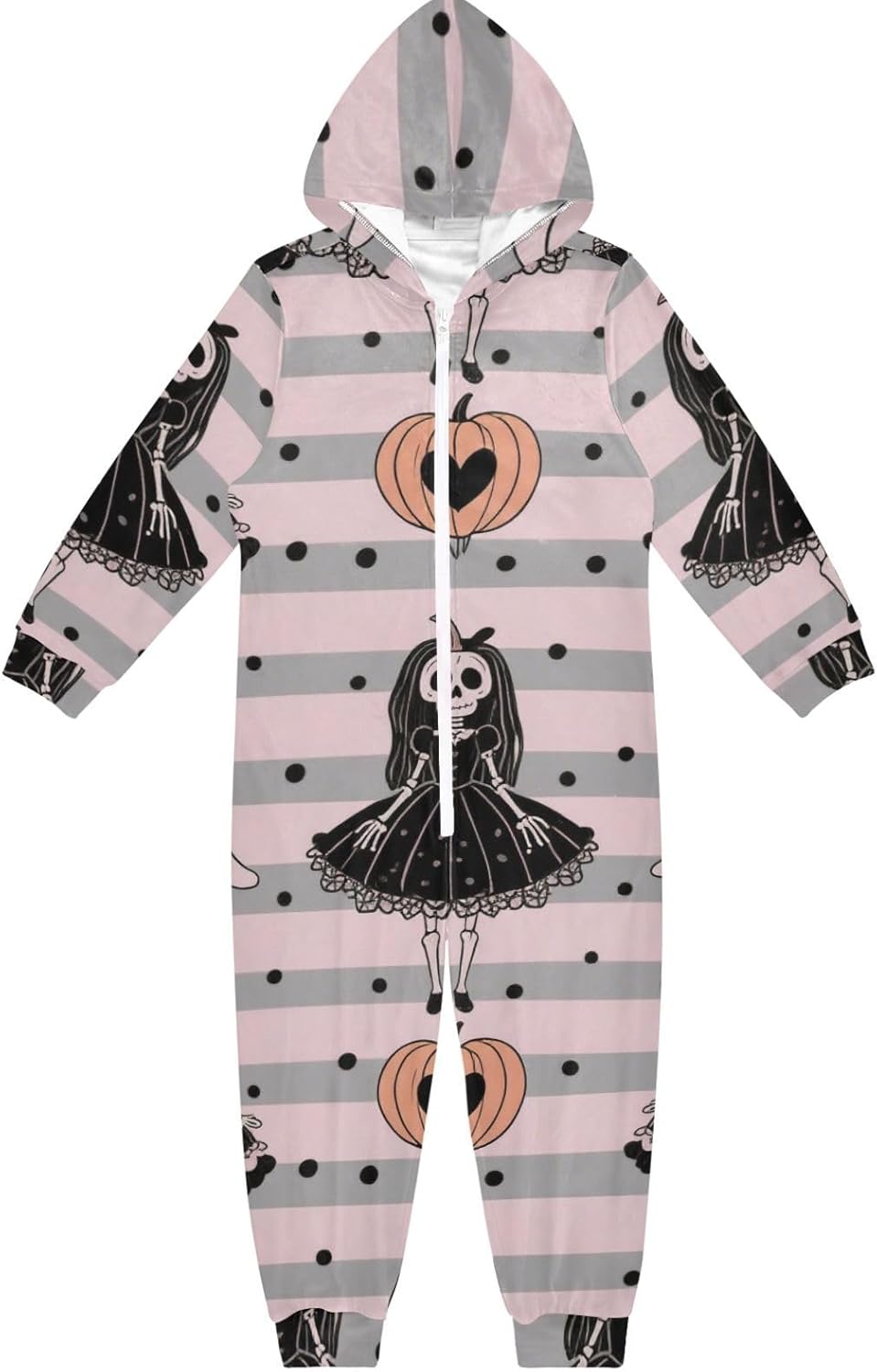 Gothic Halloween DollsUnisex OnesieZipper Hooded Christmas Costumefor Parties Sleepovers