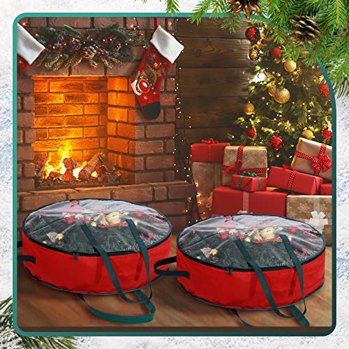 4-Pieces-Christmas-Wreath-Storage-Bag-Clear-Wreath-Box-Wreath-Storage-Containers-with-Clear-Window-and-Handle-Christmas-Garland-Storage-Containers-for-Xmas-Holiday-Seasonal-Storage-24-Inch