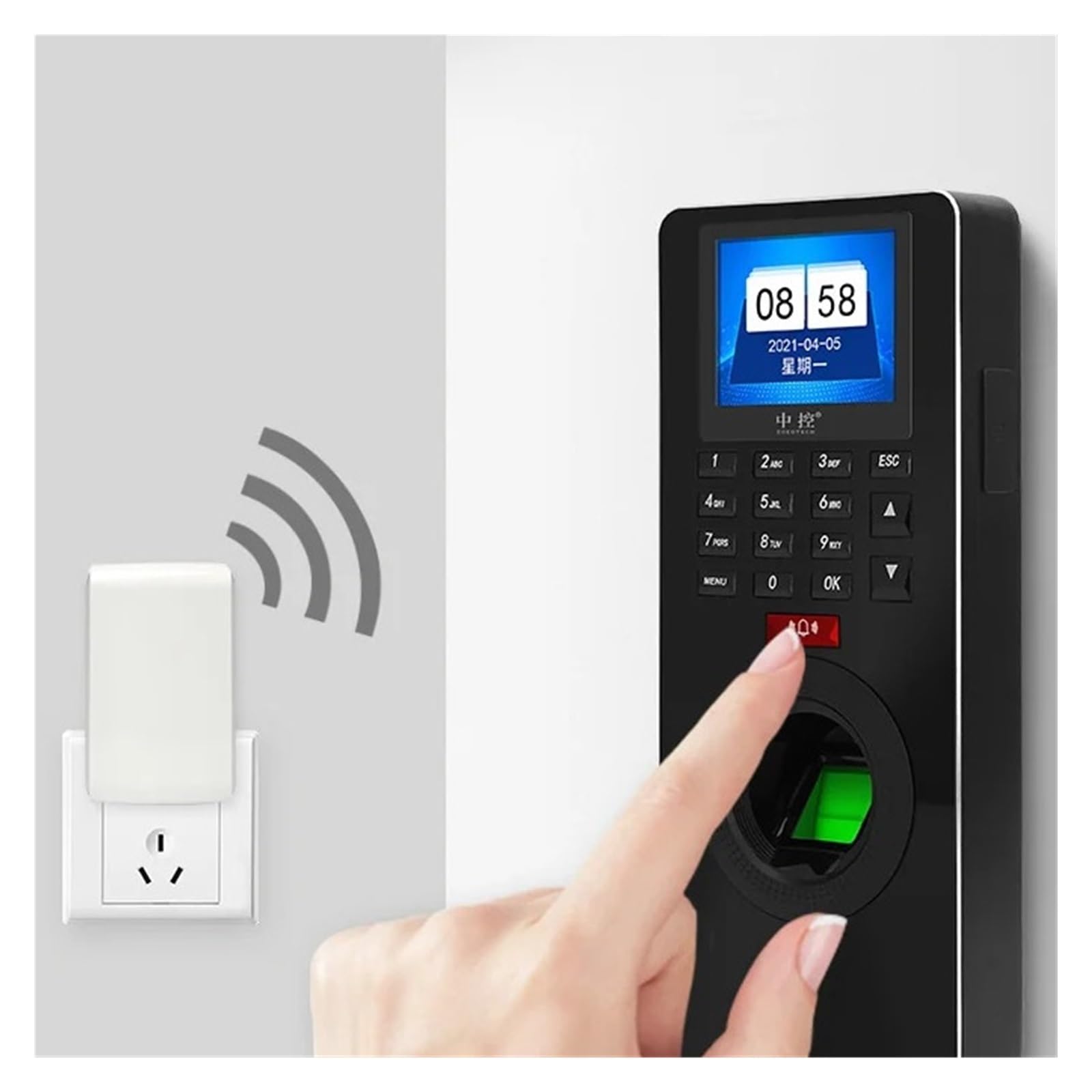 Pointeuse Système De Contrôle D'accès Porte Machine Présence Temps D'empreinte Digitale Mot Passe Carte D'identité 2.4 Pouces