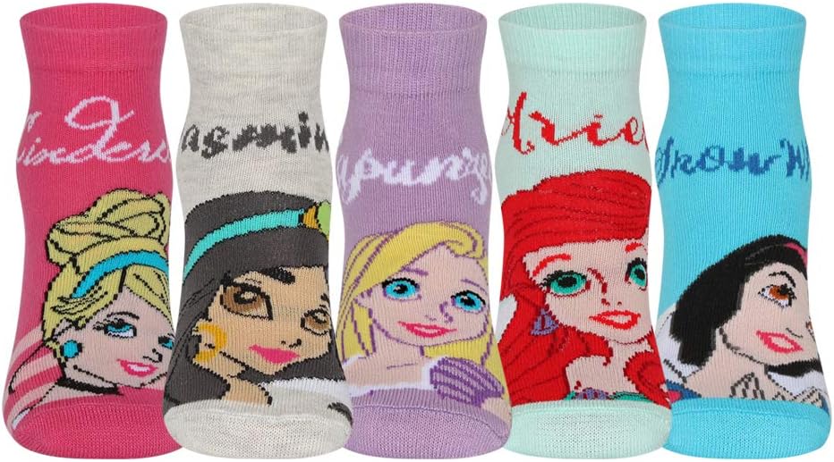 Ankle Frozen Character Socks for Girls, Made with Breathable, Anti Odour & Moisture Absorbent Combed Cotton with a Extra Durable Welt, Ideal For All Day Wear (Pack Of 5)