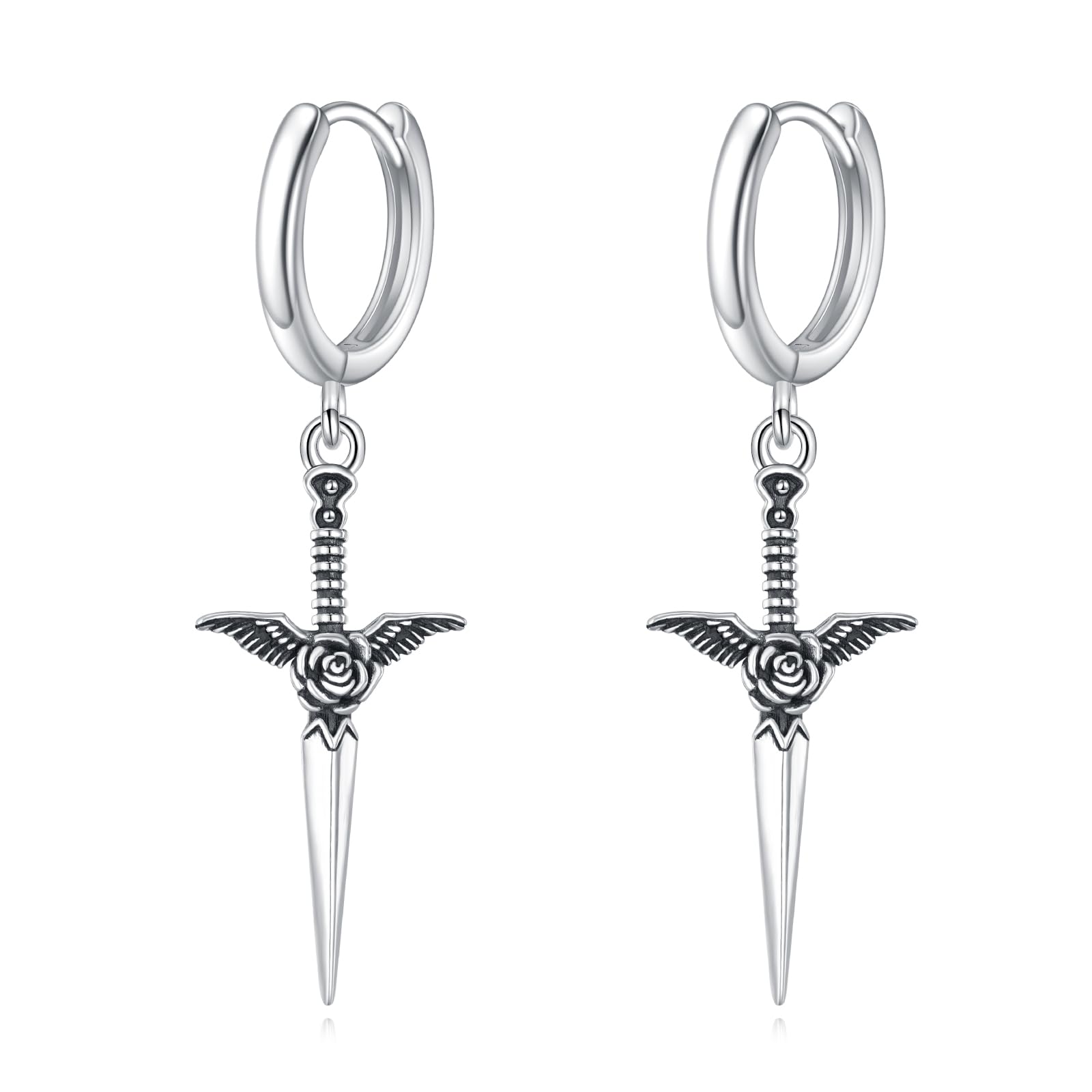 Orecchini pendenti a forma di spada, in argento Sterling 925, gioielli vichinghi, regalo per donne e uomini