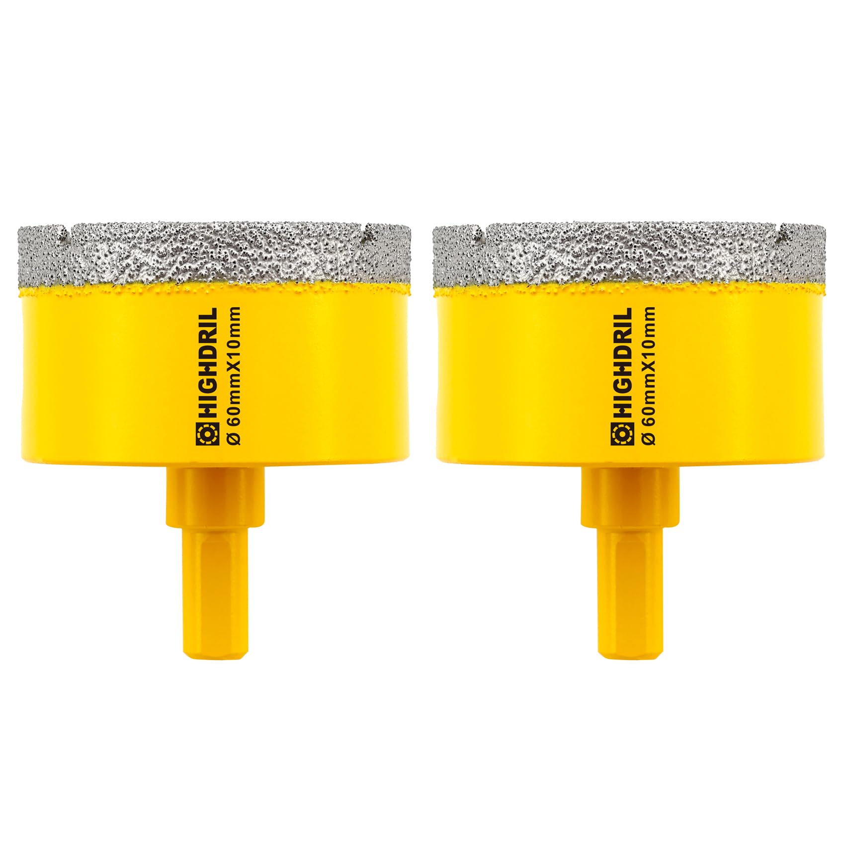 Dry Diamond Core Drill Bit,HIGHDRIL 2pcs Diameter 60mm 2-3/8" with Triangle Shank Vacuum Brazed Hole Saw for Concrete Granite Marble Glass Porcelain Tile Masonry Brick — image 1