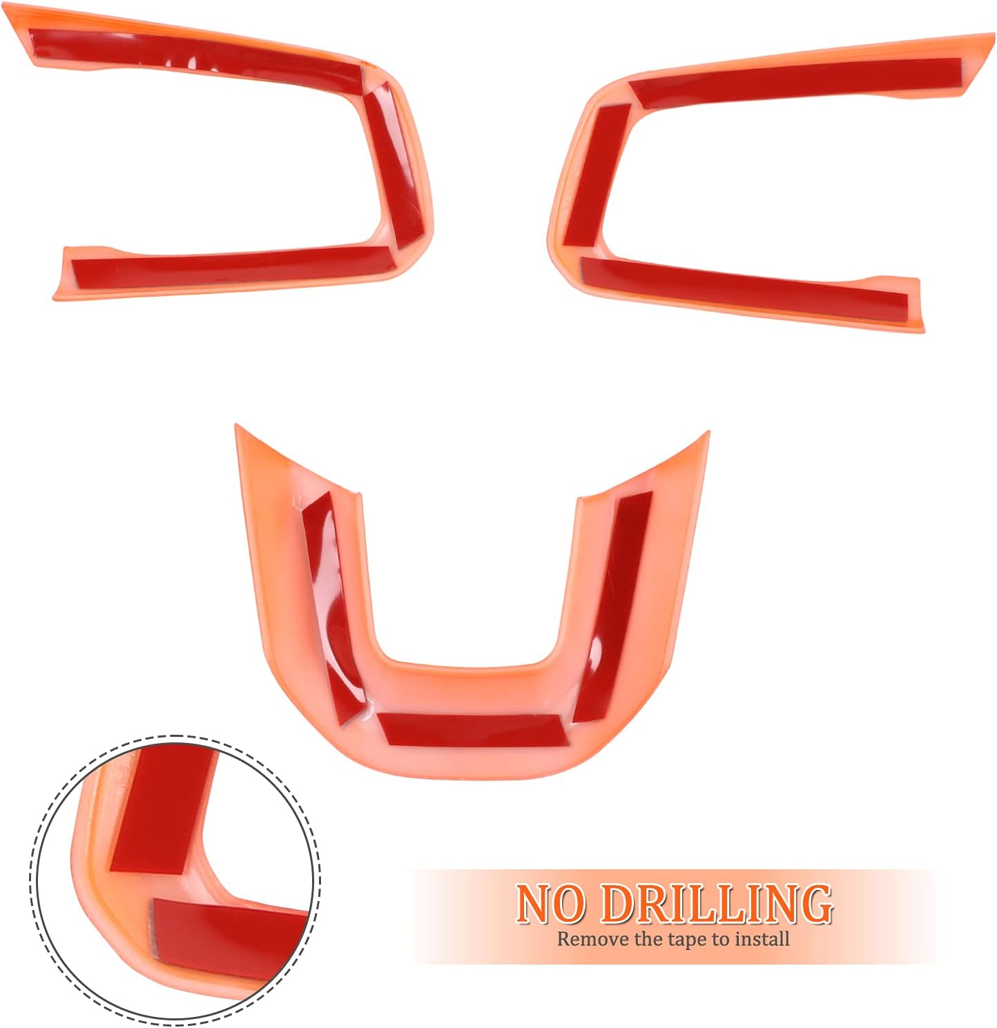CheroCar JL JT Steering Button Frame Panel Decoration Interior Accessories for 2018-2025+ Jeep Wrangler JL, for 2020-2025+ Jeep Gladiator JT-Orange image 3