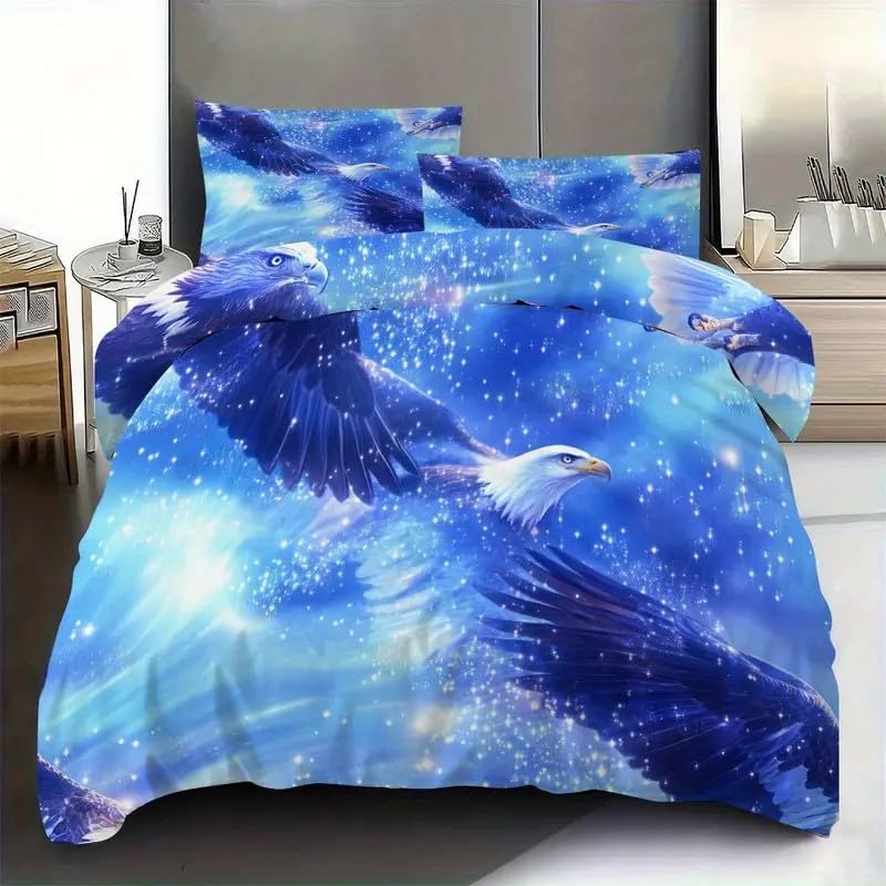 Parure de lit housse de couette 240x260 cm aigle 3d reversible ciel