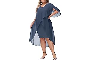Plus Size Mother of the Bride Dress, Hanna Nikole Women's Chiffon Cocktail Dress