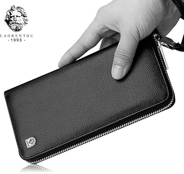 Laorentou Milan Genuine Leather Italian Made Long Men's Wallet - Long Men's Card Holder