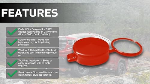 Miniatura 7 de Cap & Shield Atado 2.375 pulgadas de diámetro interior, tapa de gas sin tapa, cubierta de agua y polvo y embudo de combustible compatible con GMC