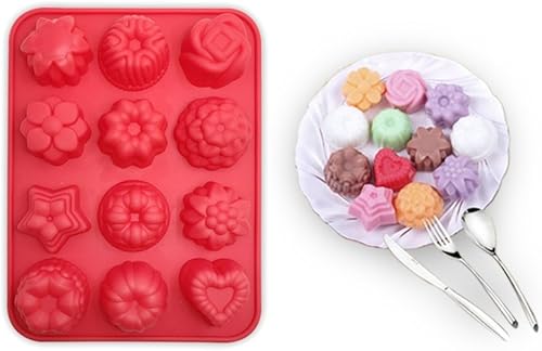 Miniatura 4 de Molde antiadherente de silicona SourceTon, 3 paquetes de flores, molde para hornear, gelatina, pudín, chocolate, magdalena, molde para magdalenas de