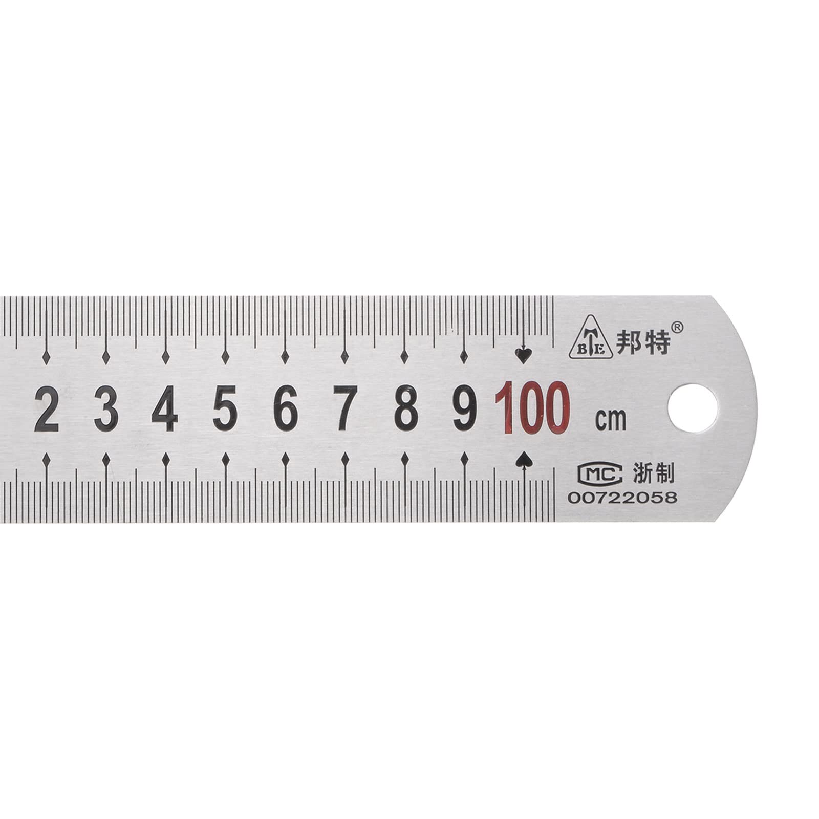 sourcing map Règle en acier inoxydable de 100 cm, règle en métal de 3,8 cm de large, en pouces et métrique, outil de mesure à bord droit