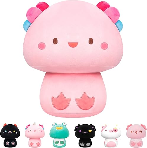 Peluche de hongo de 14 pulgadas, bonita almohada de felpa de ajolote suave, almohada esponjosa, animales de peluche kawaii, juguetes de peluche,