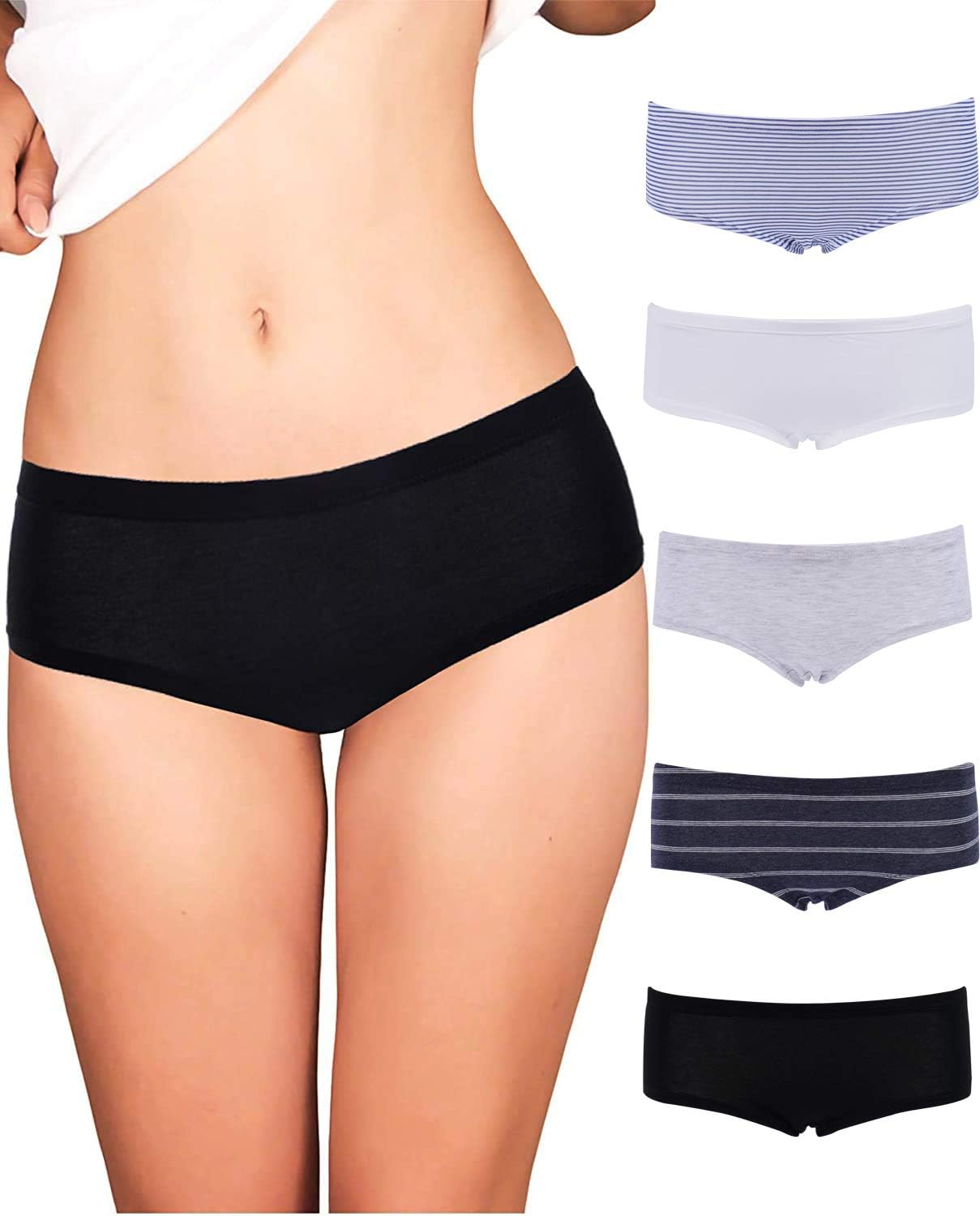 Women’s Boyshort Panties | 5-Pack | Comfort Ultra-Soft | Cotton Underwear