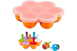 Silicone Popsicle Molds with Lid: 7-cavity Ice Pop Trays for Easy Baby Food Storage