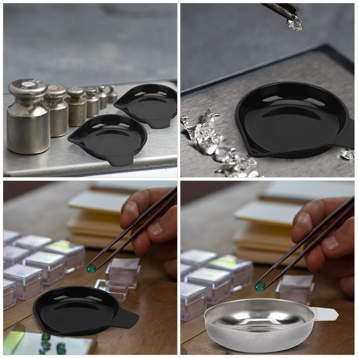 24pcs Stainless Steel Jewelry Scale Trays Weighing Pans for Accurate Measurement of Gems Powder and Food Stackable Smooth for Use