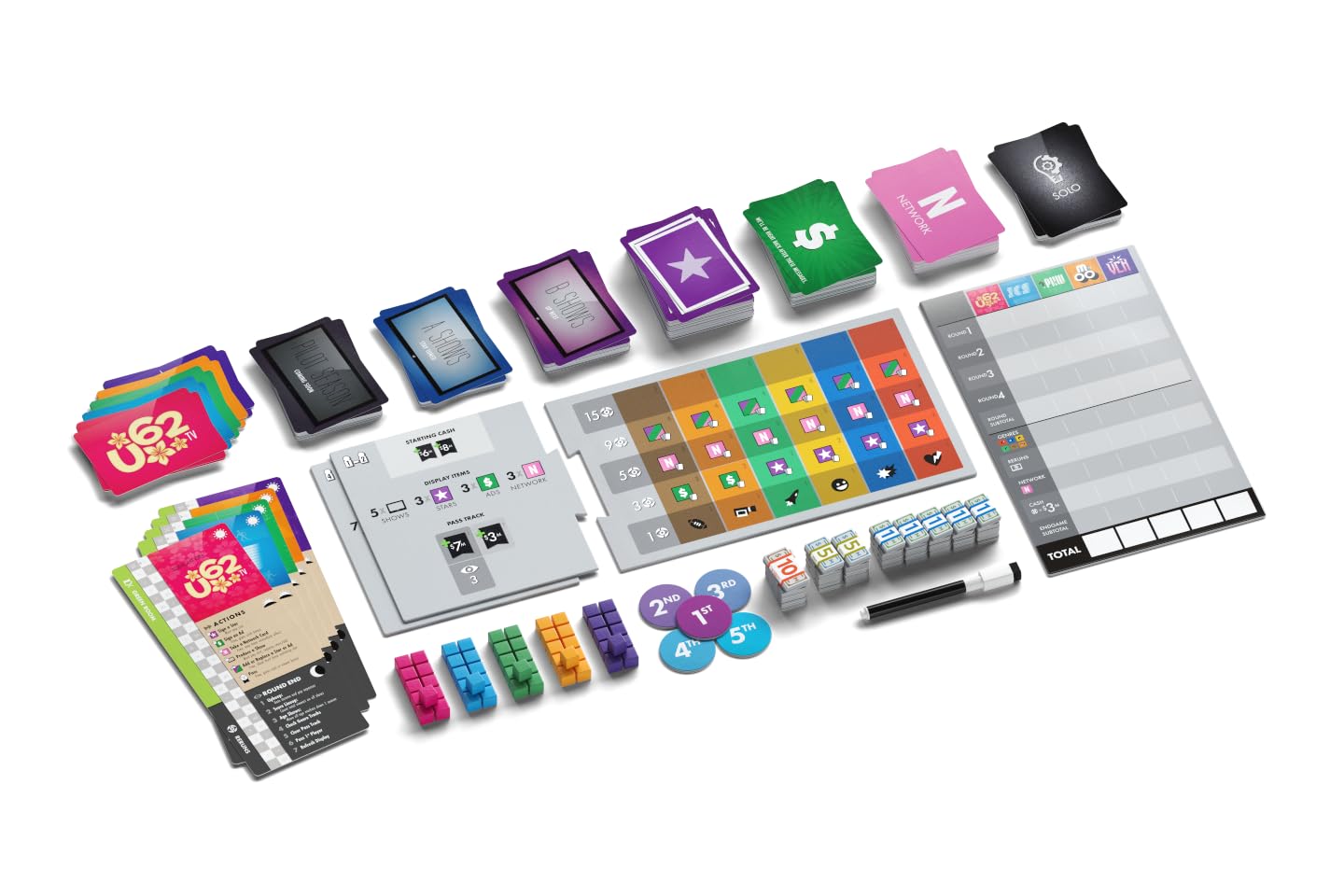 BOARD GAME TABLES.COM AllPlay | The Networks: Primetime | Strategisches Kartenspiel, Karten, Spielbretter, Marker | 1-5 Spieler | 60 Minuten