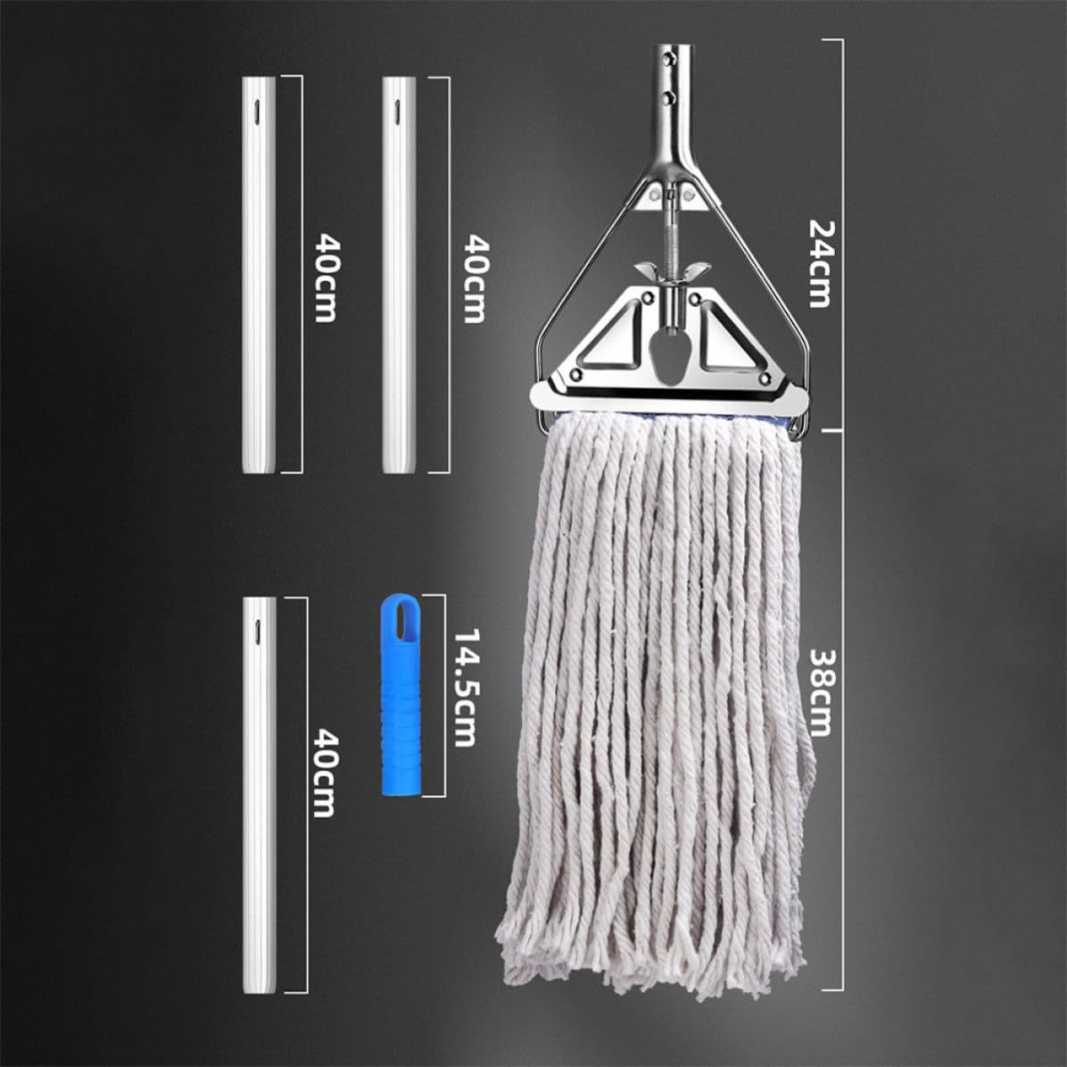 Luxshiny Aluminiumlegierung Starke Wasseraufnahme Nass und Trockenwischer mit Baumwollmopp und Ergonomischer Griff für Laminat und Korkboden für Einfache Heimreinigung