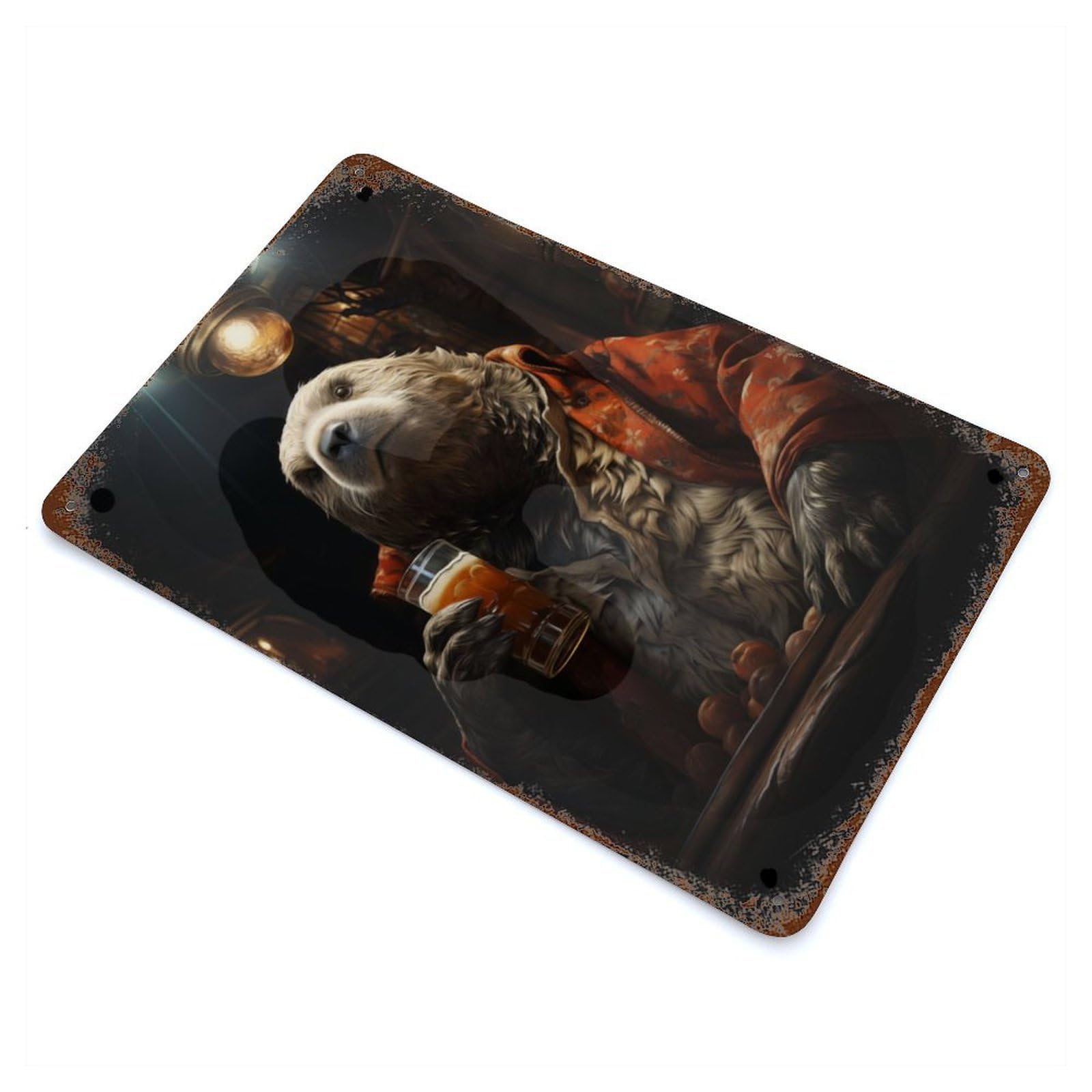 Vintage Rust Metal Sign Walrus Pub Beer 11.8"x7.9", Shabby Chic Decor for Cafe, Home Bar And Lounge Decor