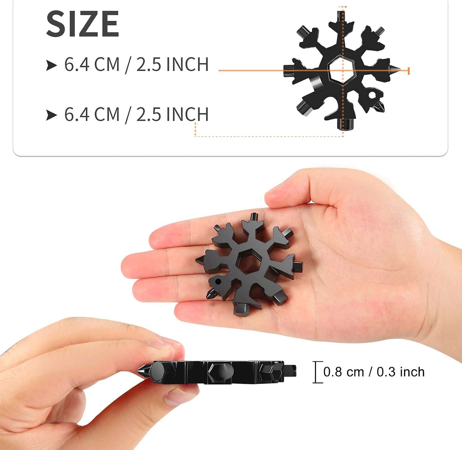 Aitsite 18-in-1 Snowflake Multi Tool Stainless Portable Steel Multi-Tool for Outdoor Travel Camping Adventure Daily Tool (Black)