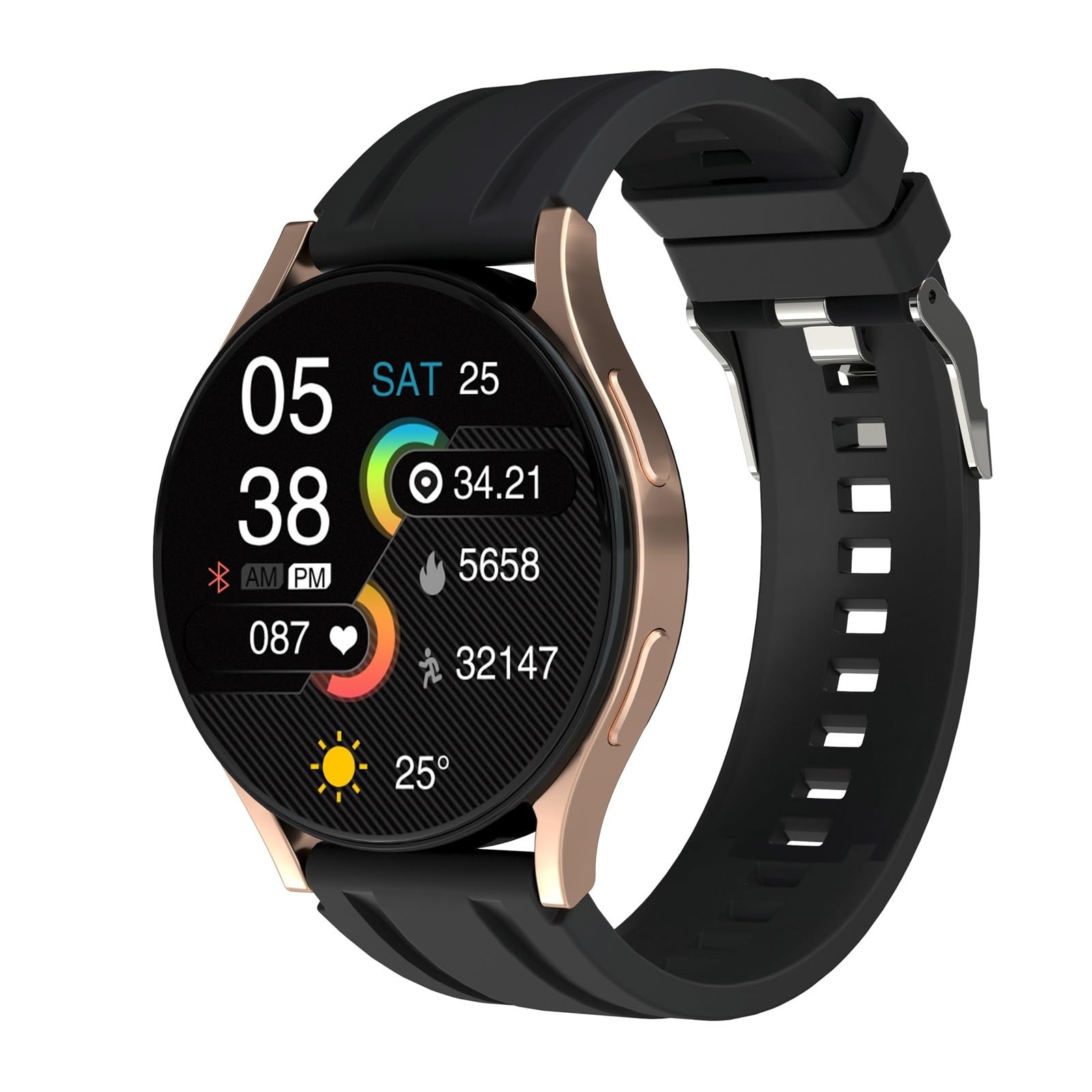 Inteligentny zegarek, krokomierz, wiele trybów sportowych, komunikat, Bluetooth, połączenie głosowe, kolorowy ekran HD, okrągły inteligentny zegarek (złoty)