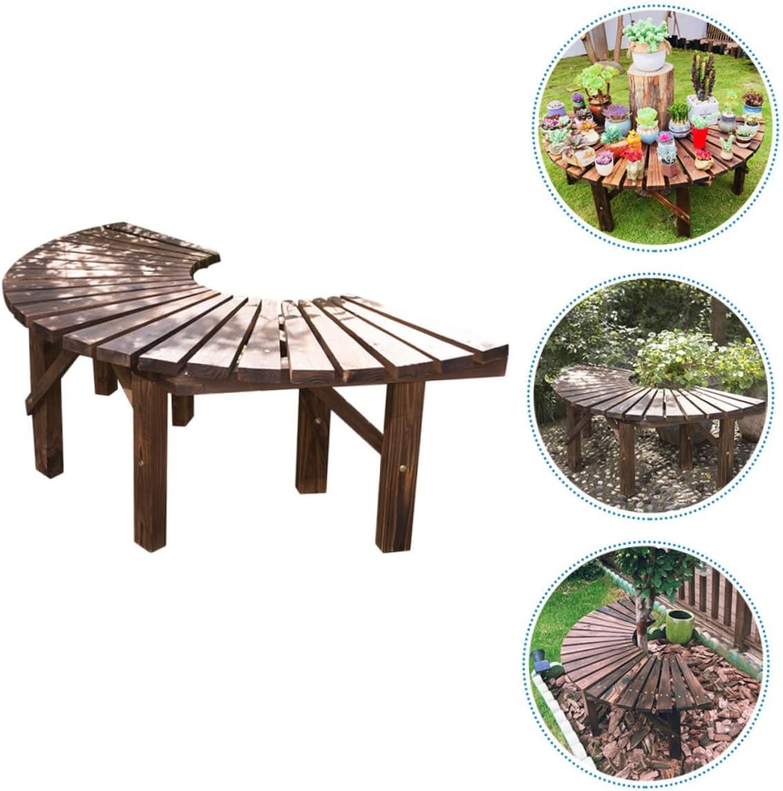 HANABASS Wooden Outdoor Bench for Garden and Patio Multi-Purpose Plant Pot Stand Sturdy Weather-Resistant Design