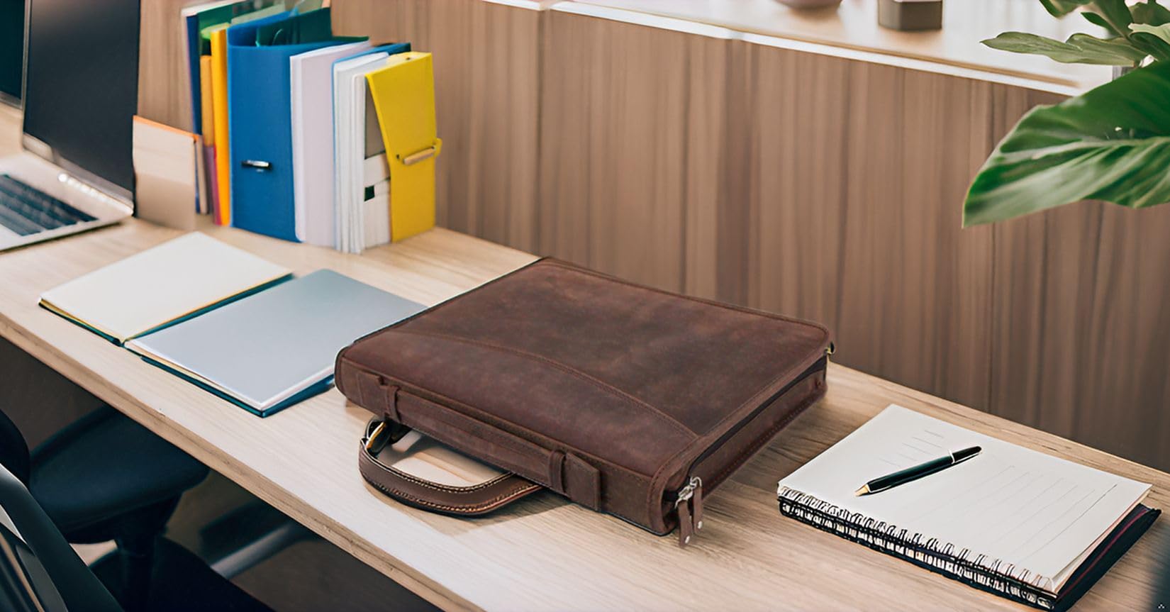 Pride and Soul 30125 - Ringbuchmappe A4 VIGGO, Schreibmappe mit Tablet-Fach, Businessmappe aus Leder, Mappe mit Notizblock, Organizer für Büro und Alltag, Tabletmappe ca. 35,5 x 28 x 5 cm, braun