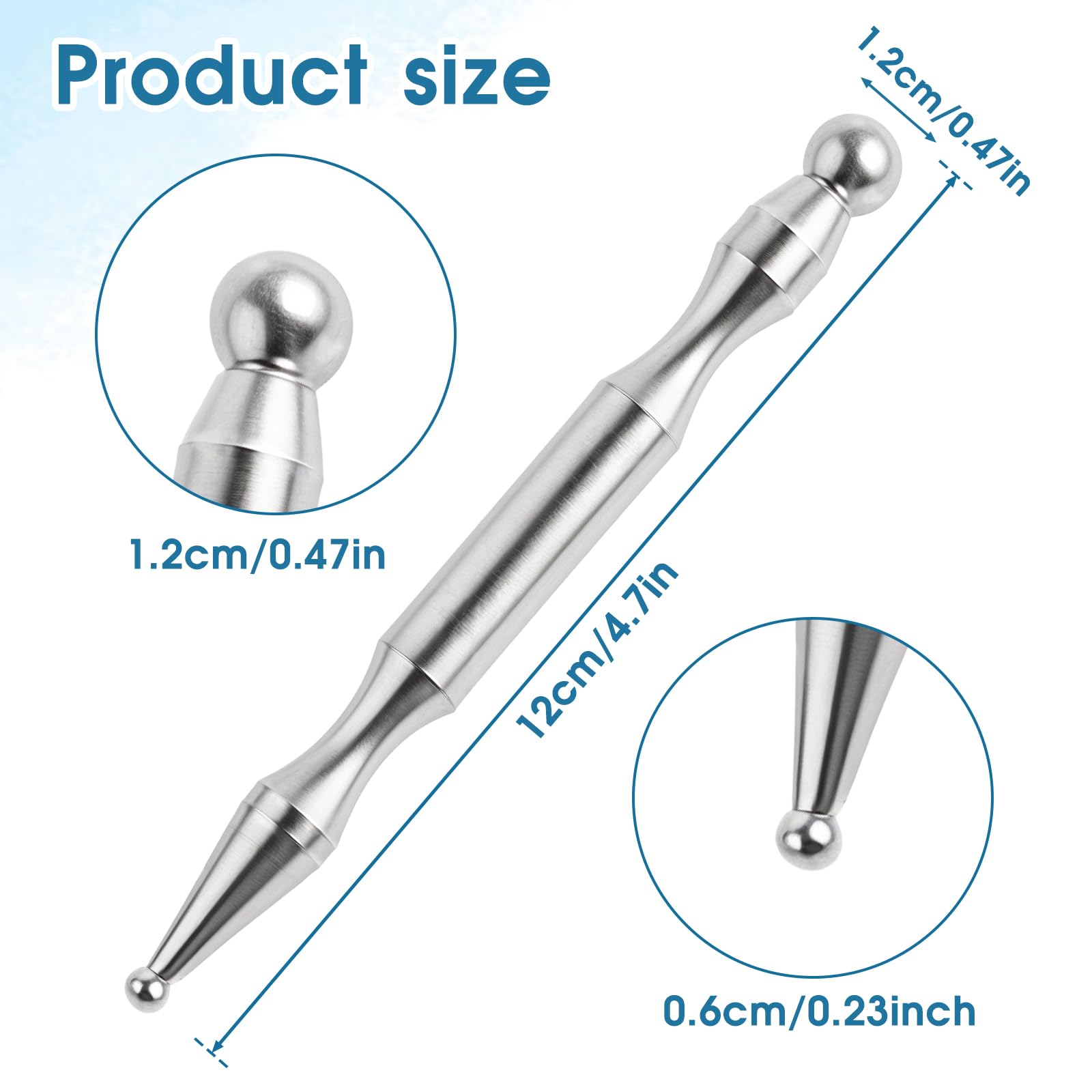 COMNICO Acupuncture Pen, Stainless Steel Manual Acupuncture Pen Facial Reflexology Tools Deep Tissue Massage Tool Trigger Point Massager