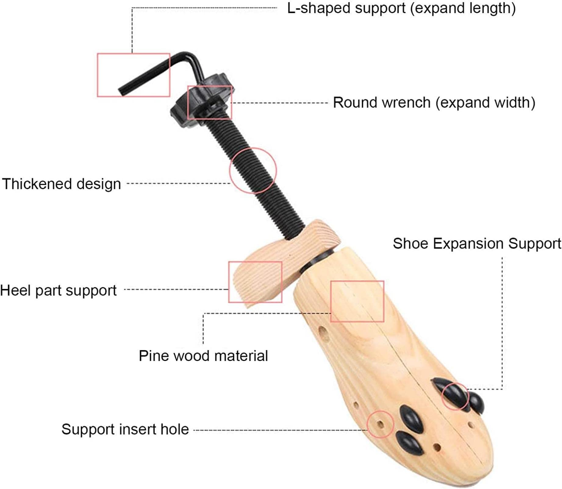 Barella per scarpe, comoda da usare Materiale in legno di pino Strumento di espansione per scarpe ecologiche Supporto per scarpe Barelle per stivali Albero per tacco alto per esterno(40 * 12 * 9c