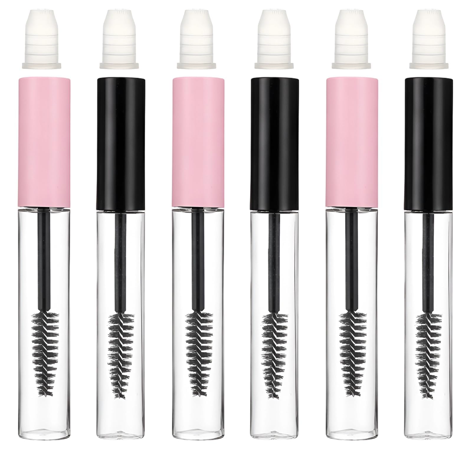 6 PCS Empty Mascara Bottle, Mascara Brush, 6-Pack Cosmetic Containers for Eyelash Oil Application and Eyebrow Enhancement, Portable Travel Size 10ml Tubes in Pink and Black Colors-image-36