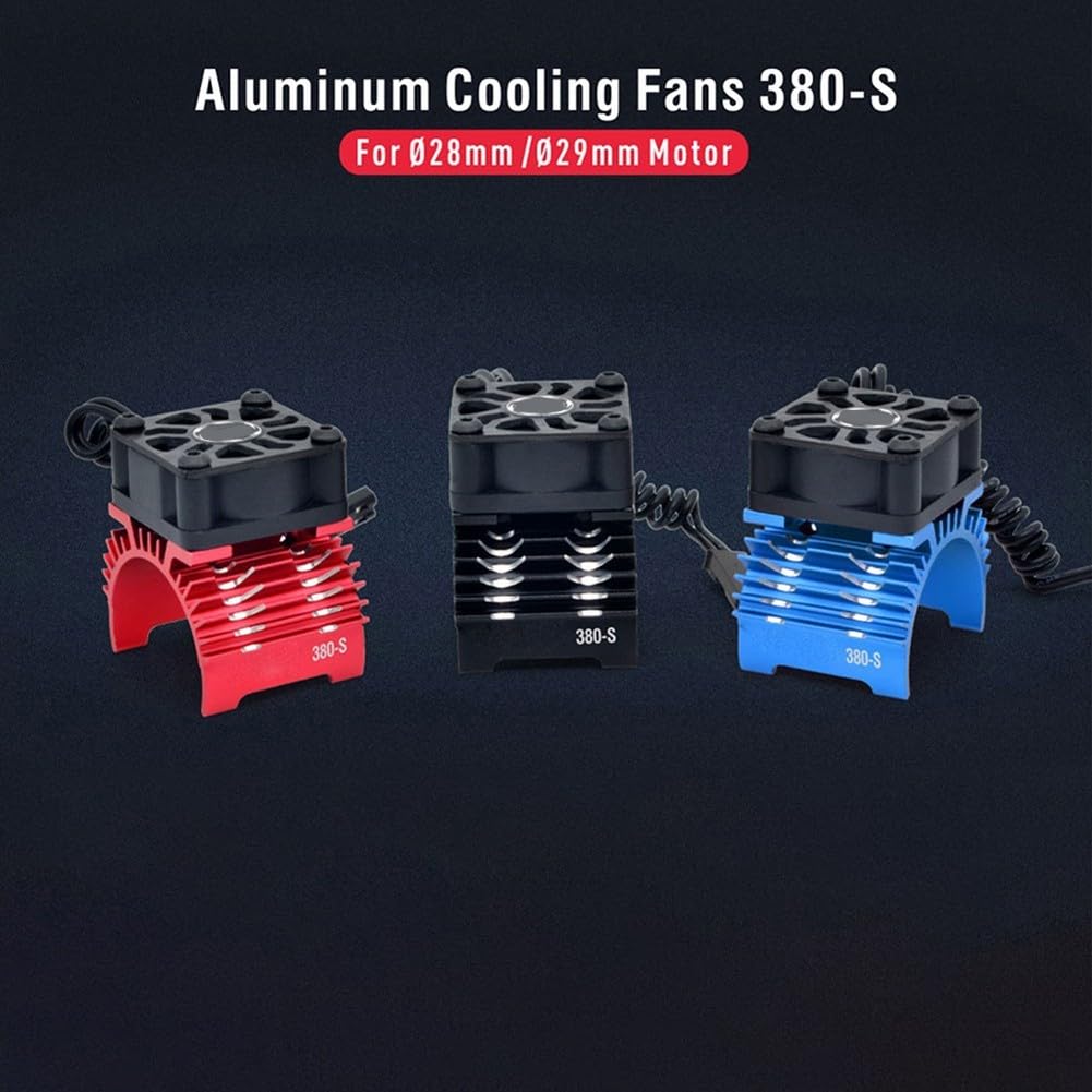 Refroidisseur de moteur RC à double ventilateur de 28 mm, 29 mm, 36 mm, compatible avec les moteurs sans balais 380 390 540 550 et pour modèles de voitures 1/pour 12 à 1/5 (noir 380-L)