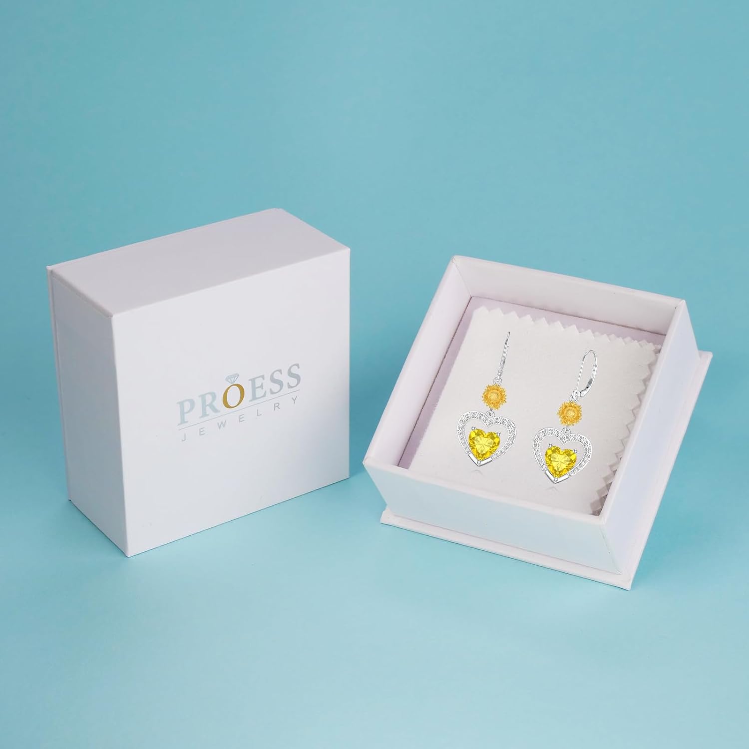 PROESS Sunflower/Rose/Daisy/Lily/Lotus/Hibiscus Dangle Earrings 925 Sterling Silver Heart Zircon Flower Earrings for Women Floral Dangle Earrings Jewelry Gifts