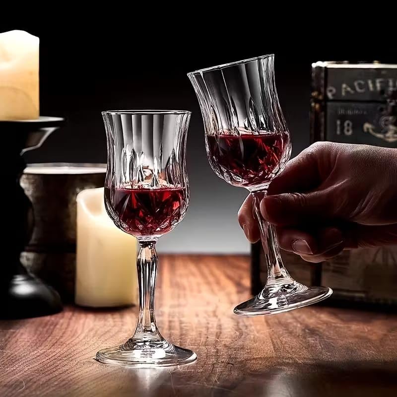 Image of PrimeWorld Crystal Clear Wine Glasses Set of 6 (200 ml) | Lead-Free Premium Red Wine Glassware | Elegant Stemmed Glasses for Home, Parties, Dining & Gifting