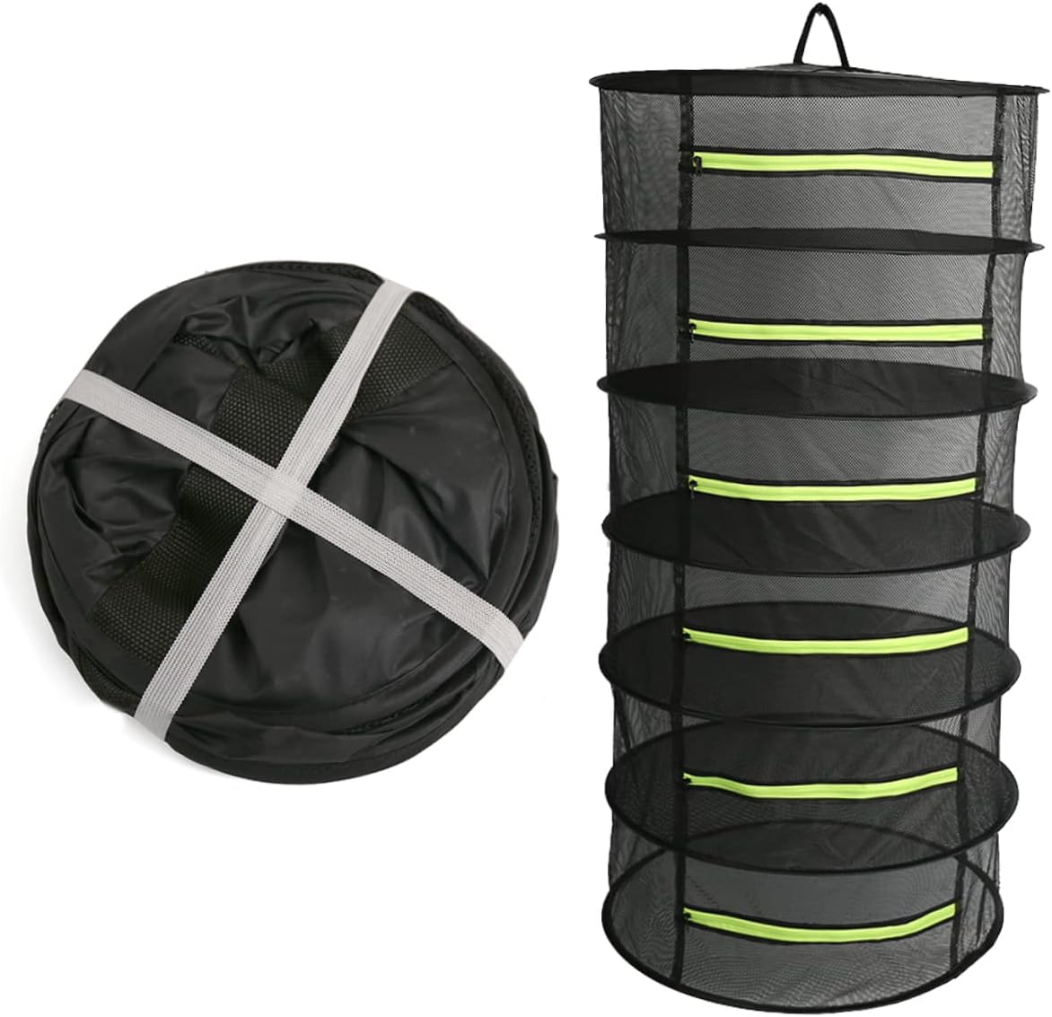 Cabilock 1pc Shaiwang Flower Herbal Medicine Rack Mesh Storage Collapsible Drying Rack Zipper Layers Plant Care Accessory