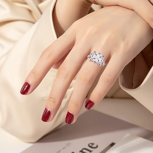 Miniatura 2 de FLYOW Anillos de plata de ley 925 con nudo de brujas celtas ajustables para mujer, regalo de cumpleaños