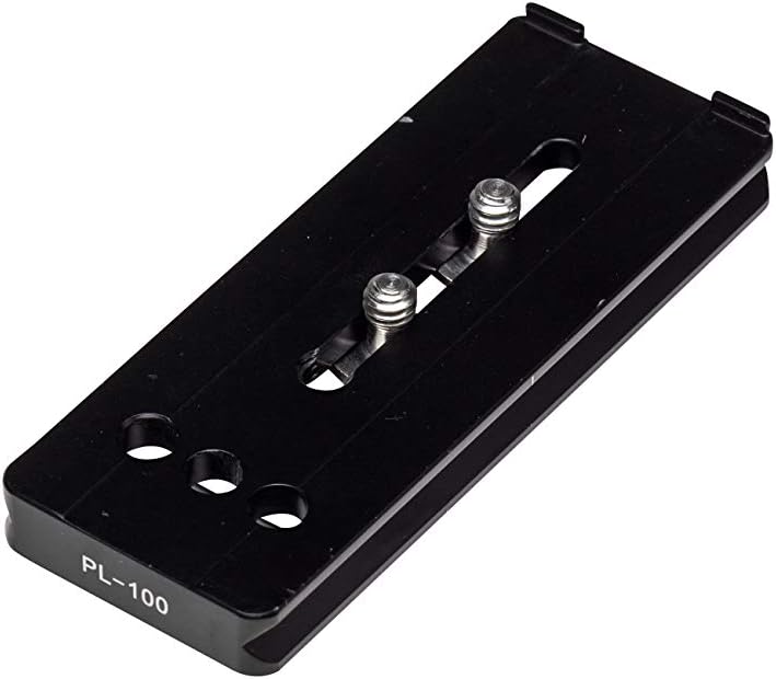 Benro Placa de liberación rápida estilo Arca-Swiss, montura de cámara/lente de aluminio de 100 × 38 mm con rosca ¼-20 para cabezales de trípode y sistemas de cardán (PL100)