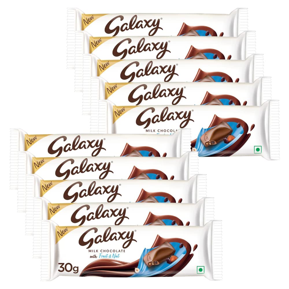 Galaxy Fruit & Nut Milk Chocolate Bar | Rich, Creamy & Smooth Bar | Loaded With Milk, Hazelnut & Raisins |30g | Pack of 10 (B09XF1DB6L) Amazon Price History, Amazon Price Tracker