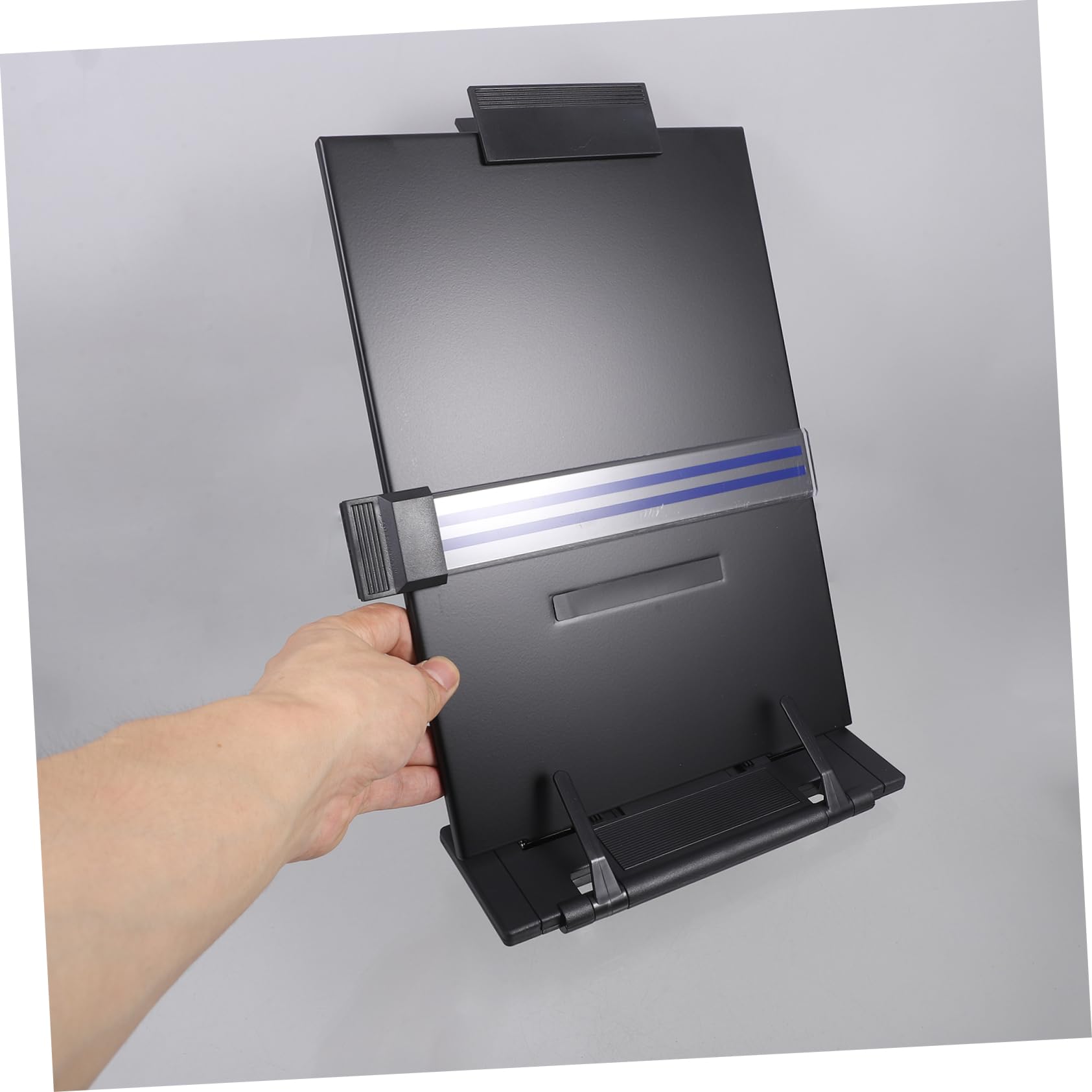 Portadocumenti da Tavolo Regolabile in Abs e Ferro Supporto Pieghevole e Righello, Porta Documenti Portatile per Casa e Ufficio