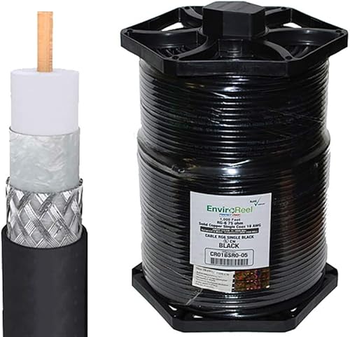 Miniatura 1 de Perfect Vision RG6 Coaxial, Solo RG6 Cobre Sólido, Negro 1000FT EnviroReel