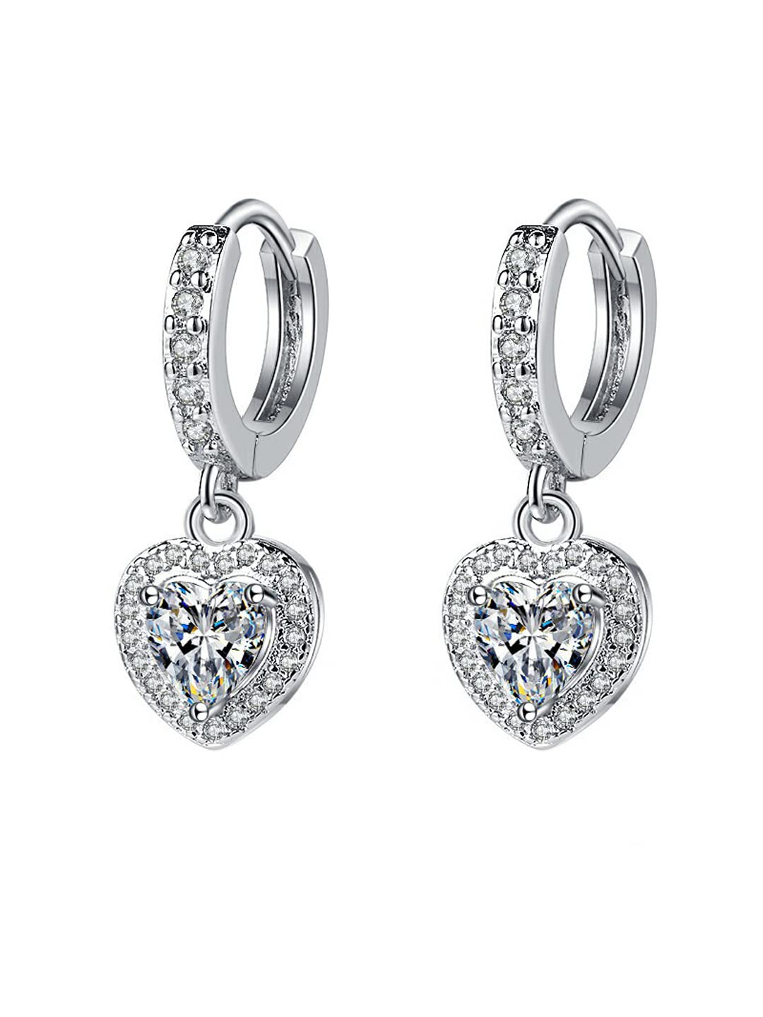 Yellow Chimes Drop Earrings for Women with Crystal Heart shaped Silver-toned Glamour Spark Drop Earrings For Women & Girls Valentine Gift for Girls (B0B1VDF9T9) Amazon Price History, Amazon Price Tracker