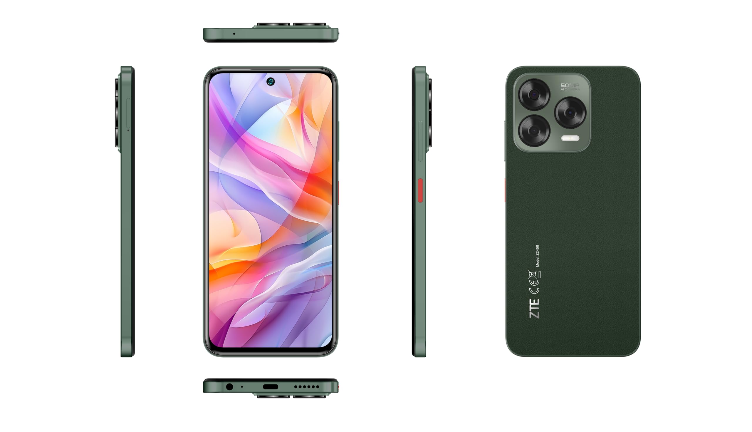 Smartphone Zte BLADE V70 VITA Jade green - Smartphone 6.7"HD+ 120Hz, 256GB di memoria, 20 GB RAM (8+12 RAM dinamica), Fotocamera AI 50MP,Android 14, Ricarica fast 22.5W, NFC
