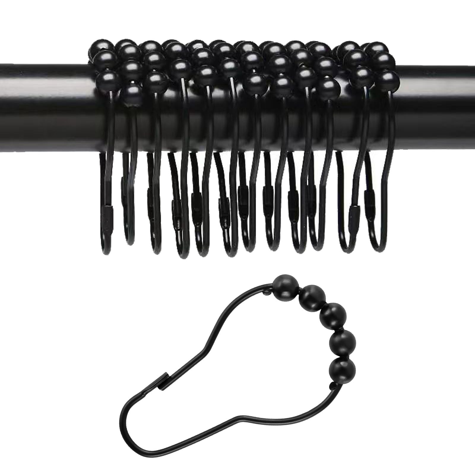 Set Da 48 Ganci Per Tende Da Doccia In Acciaio Inox – Anelli Scorrevoli Antiruggine Con Sfere, Diametro 7 Cm, Adatti Per Bagno, Cucina E Camera, Colore Argento