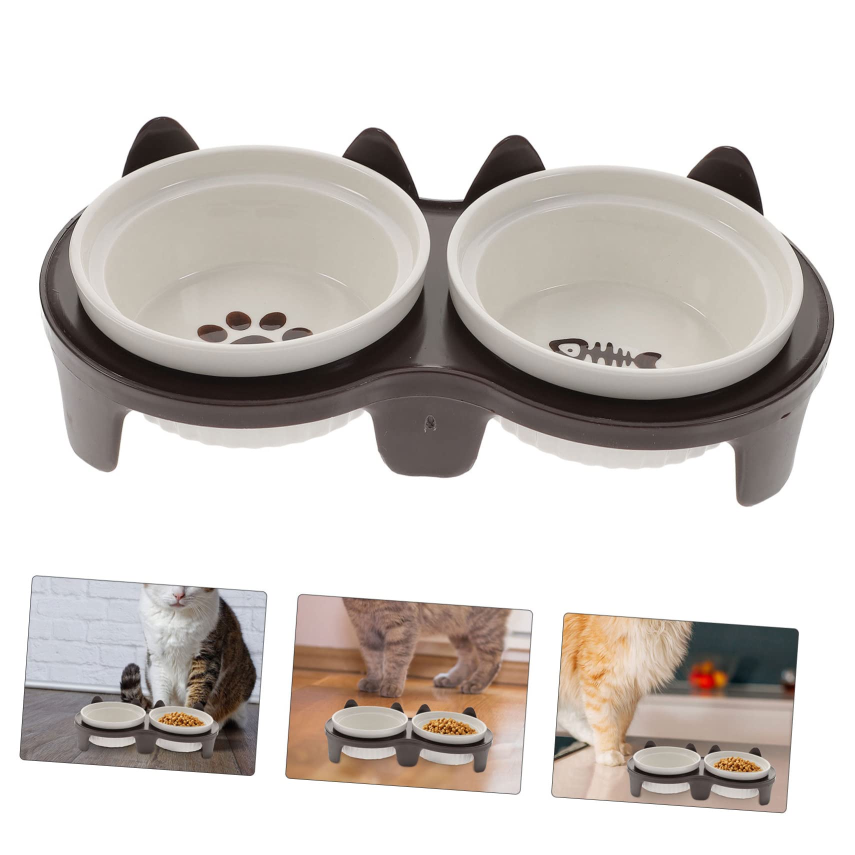 VICASKY Gamelle pour Chat Céramique Antidérapante Gamelle Surélevée Pratique pour Nourrir Chats et Chatons Accessoire de Sol Réutilisable