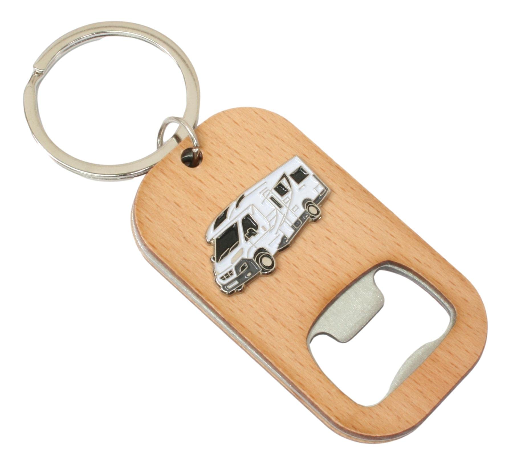 Campervan Keyring Bottle Opener Wooden Stainless Steel Key Chain Gift 559