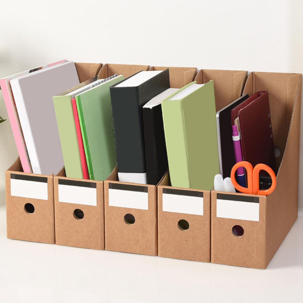 GALPADA Boîtes de Rangement Polyvalentes en Papier Kraft pour Documents et Magazines, Lot de 10 Pièces, Design Simple, Multi-fonction pour Bureau et Maison