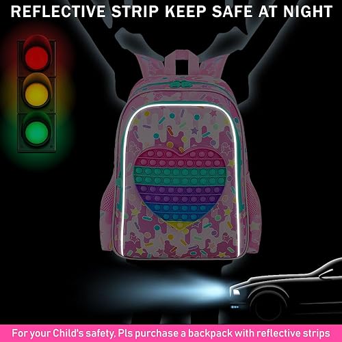 Miniatura 4 de CCJPX Mochila de 3 piezas para niñas, 16 pulgadas, resistente al agua, primaria, preescolar, jardín de infantes, escolar con lonchera - rosa