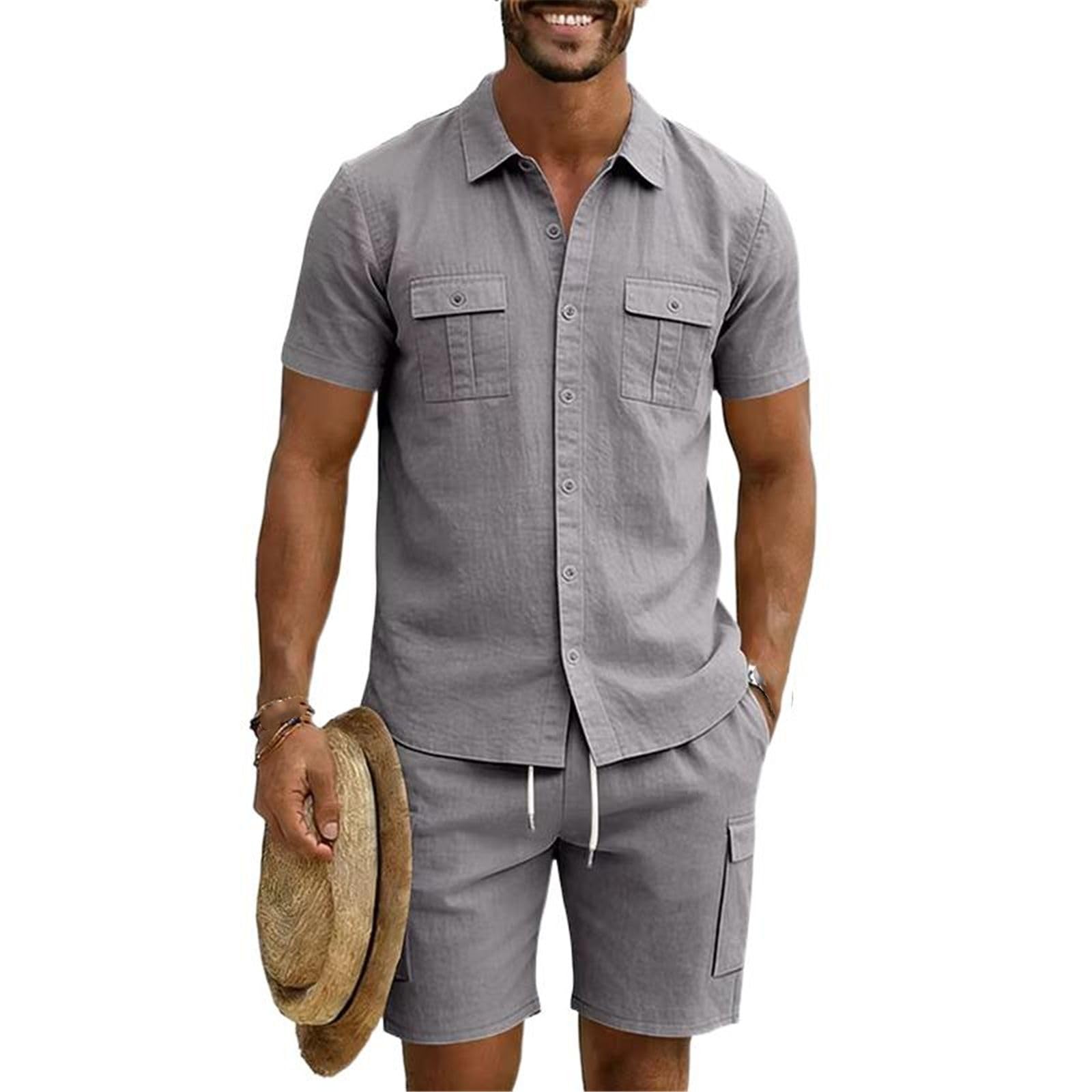 Set da uomo tuta sportiva casual, maglietta traspirante e pantaloncini estate
