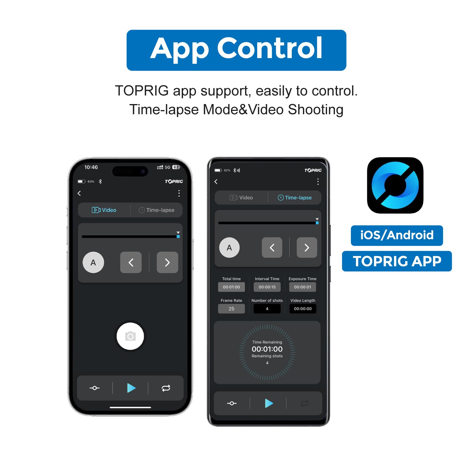 Accsoon Toprig S40 Slider per Fotocamera Motorizzato 15,7"/40cm, lega di alluminio Tramite Pulsante o Controllo APP Bluetooth, Time Lapse, Focus Shot, Panoramica a 120°, per Fotocamera, DSLR, etc.