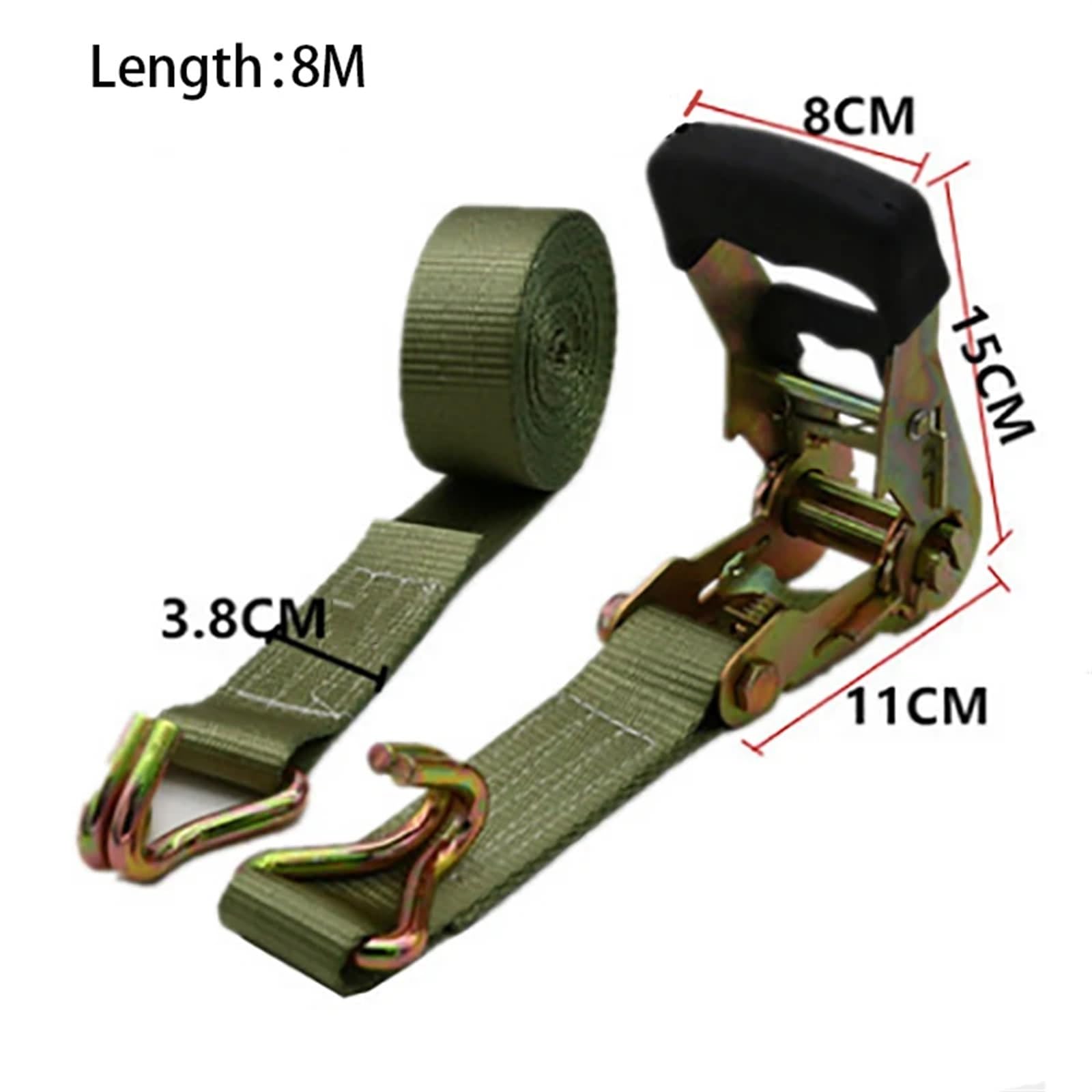 Ratschengurte 1Set Schnalle Tie-Down Gürtel Gurte Güter for Auto Motorrad Stark for Gepäck Tasche Ratsche Fahrrad Mit Seil gürtel Metall Schnalle Schlepptau (Color : 8M)