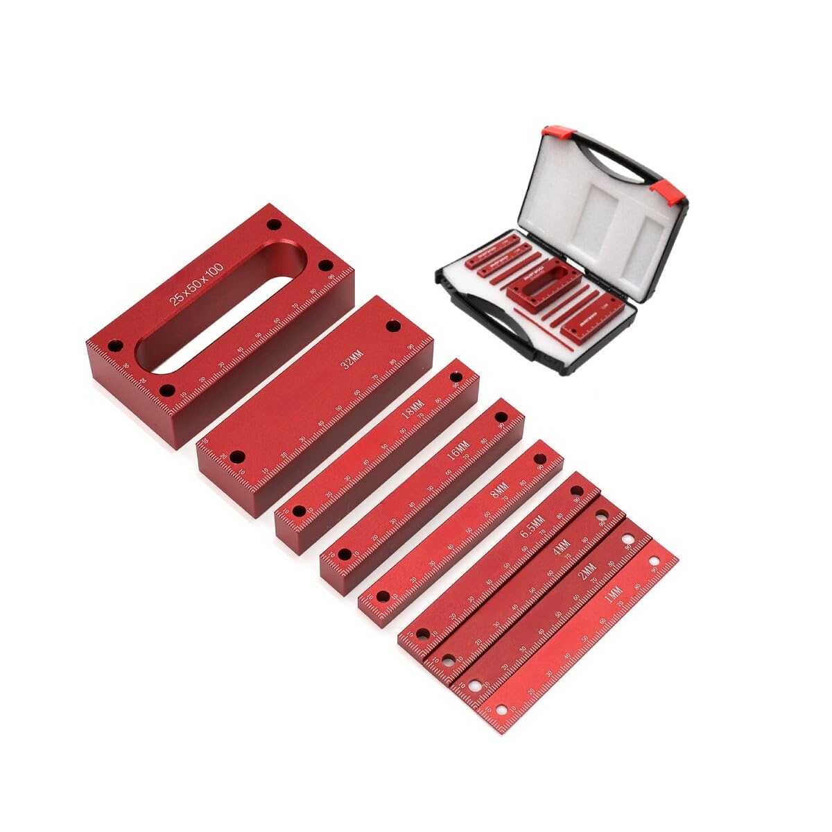 VIDOO Bloques Configuración Carpintería Calibre Altura Barras Aleación Aluminio para Accesorios Fresadora y Sierra-Métrico